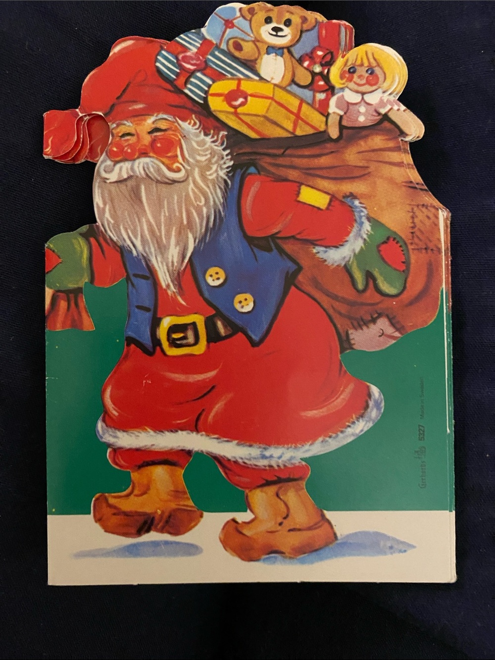 Vintage Swedish Santa Claus Holiday Die-Cut Card & Folded Accordion - Style